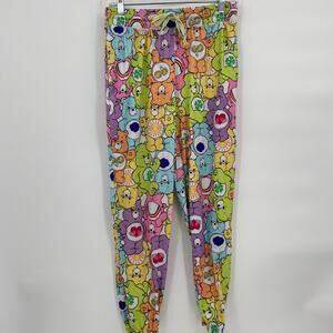 Care Bear Print Pajama Pants Jogger Rainbow Pink Yellow Purple Size Medium 8-10